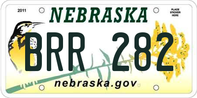 NE license plate BRR282