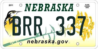 NE license plate BRR337