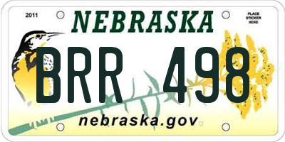 NE license plate BRR498