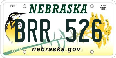 NE license plate BRR526