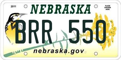 NE license plate BRR550