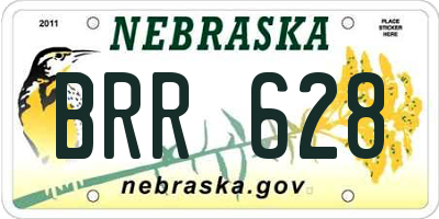 NE license plate BRR628