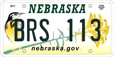 NE license plate BRS113