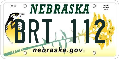 NE license plate BRT112
