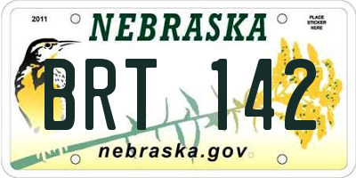 NE license plate BRT142