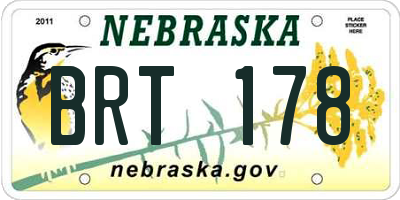 NE license plate BRT178