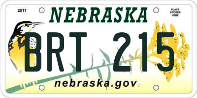 NE license plate BRT215
