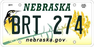 NE license plate BRT274