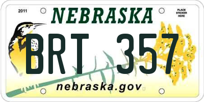NE license plate BRT357