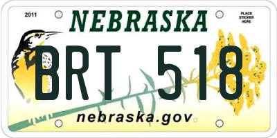 NE license plate BRT518
