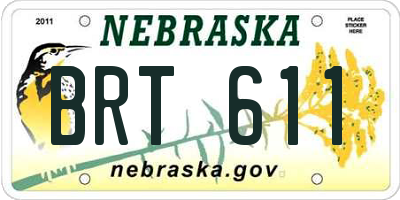 NE license plate BRT611