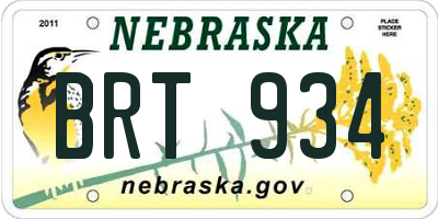 NE license plate BRT934