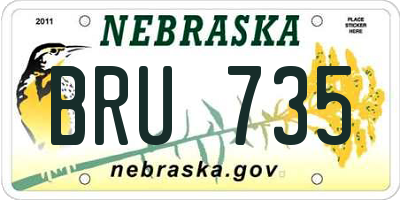 NE license plate BRU735