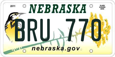 NE license plate BRU770