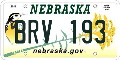 NE license plate BRV193