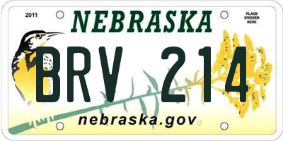 NE license plate BRV214