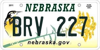 NE license plate BRV227