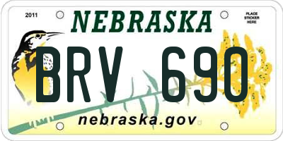 NE license plate BRV690