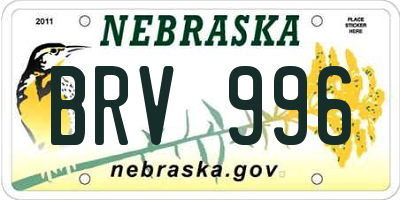 NE license plate BRV996