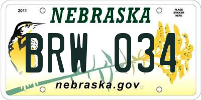 NE license plate BRW034