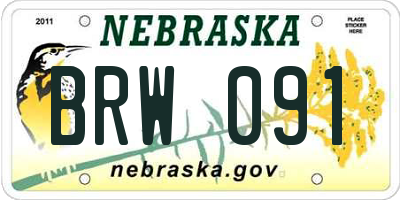 NE license plate BRW091