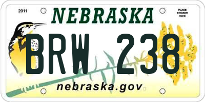 NE license plate BRW238