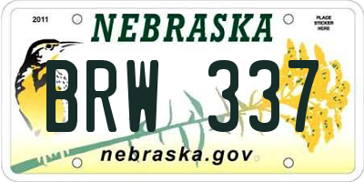 NE license plate BRW337