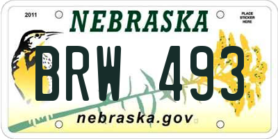 NE license plate BRW493