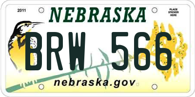 NE license plate BRW566