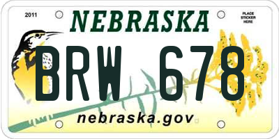 NE license plate BRW678