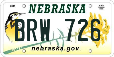 NE license plate BRW726
