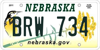 NE license plate BRW734