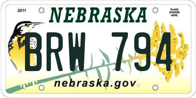 NE license plate BRW794