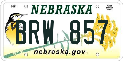 NE license plate BRW857