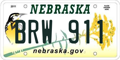 NE license plate BRW911