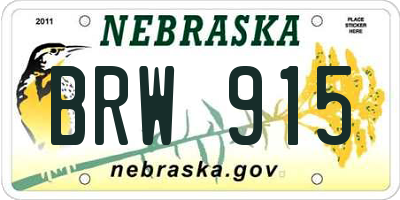 NE license plate BRW915