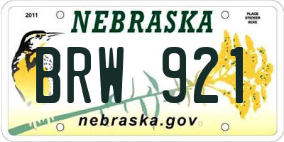 NE license plate BRW921