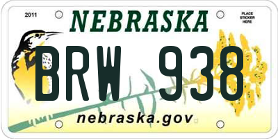 NE license plate BRW938