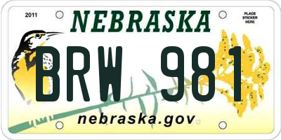 NE license plate BRW981