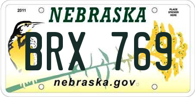 NE license plate BRX769
