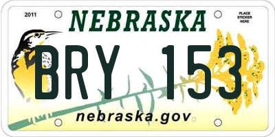 NE license plate BRY153