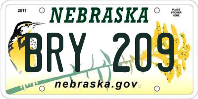 NE license plate BRY209
