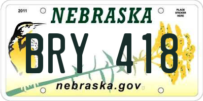NE license plate BRY418