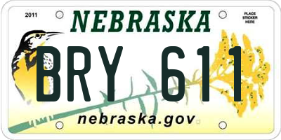 NE license plate BRY611
