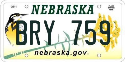 NE license plate BRY759