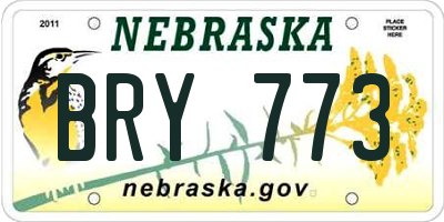 NE license plate BRY773