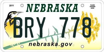 NE license plate BRY778