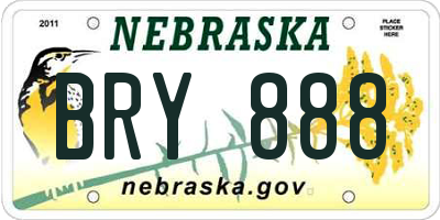 NE license plate BRY888