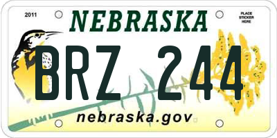 NE license plate BRZ244