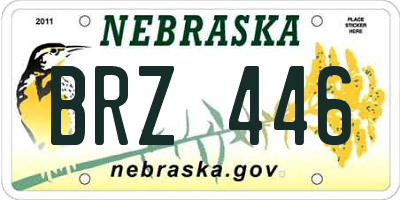 NE license plate BRZ446